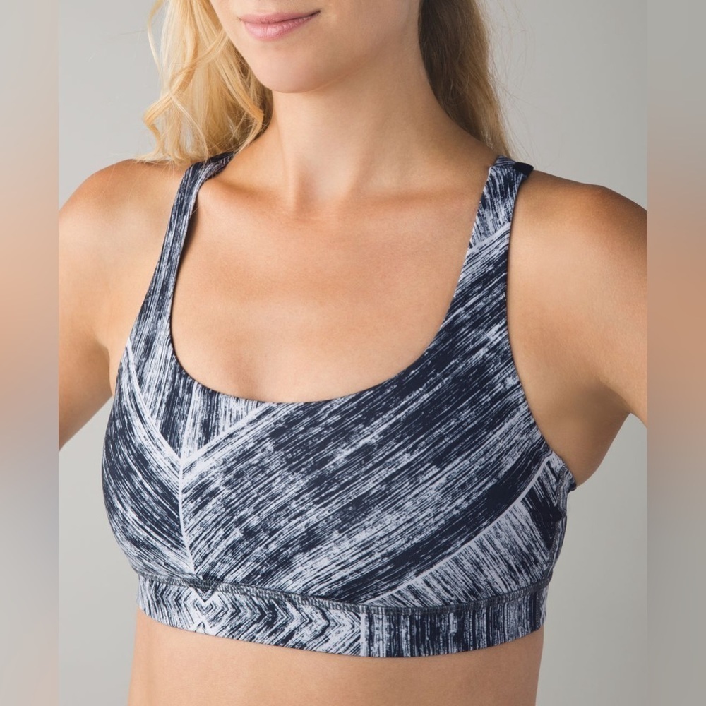 Lululemon Energy Bra Heat Wave White Black / Black Sports Bra Sz 6